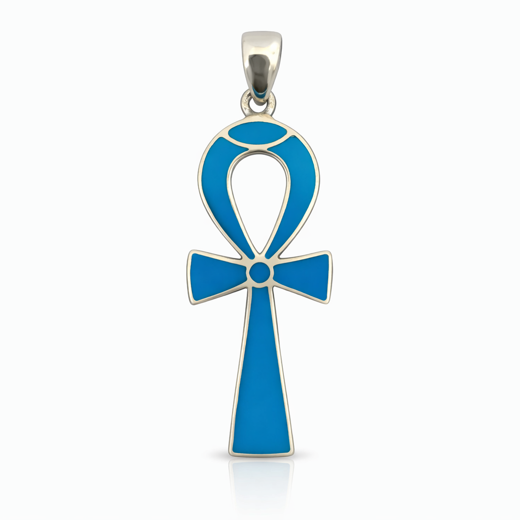 Turquoise Silver Ankh Pendant