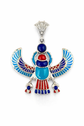 Egyptian Winged Scarab Pendant turquoise Inlay