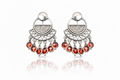 Eternal Script Garnet Drop Earrings – Silver Statement Earrings