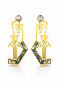 Egyptian-Inspired Gold Drop Earrings with Abalone Inlay