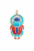 Ancient Scarab Pendant Necklace – Turquoise, Lapis & Red Inlay (Egyptian Symbol of Protection)