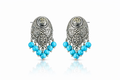 Eternal Turquoise Script Drop Earrings – Silver Statement Earrings