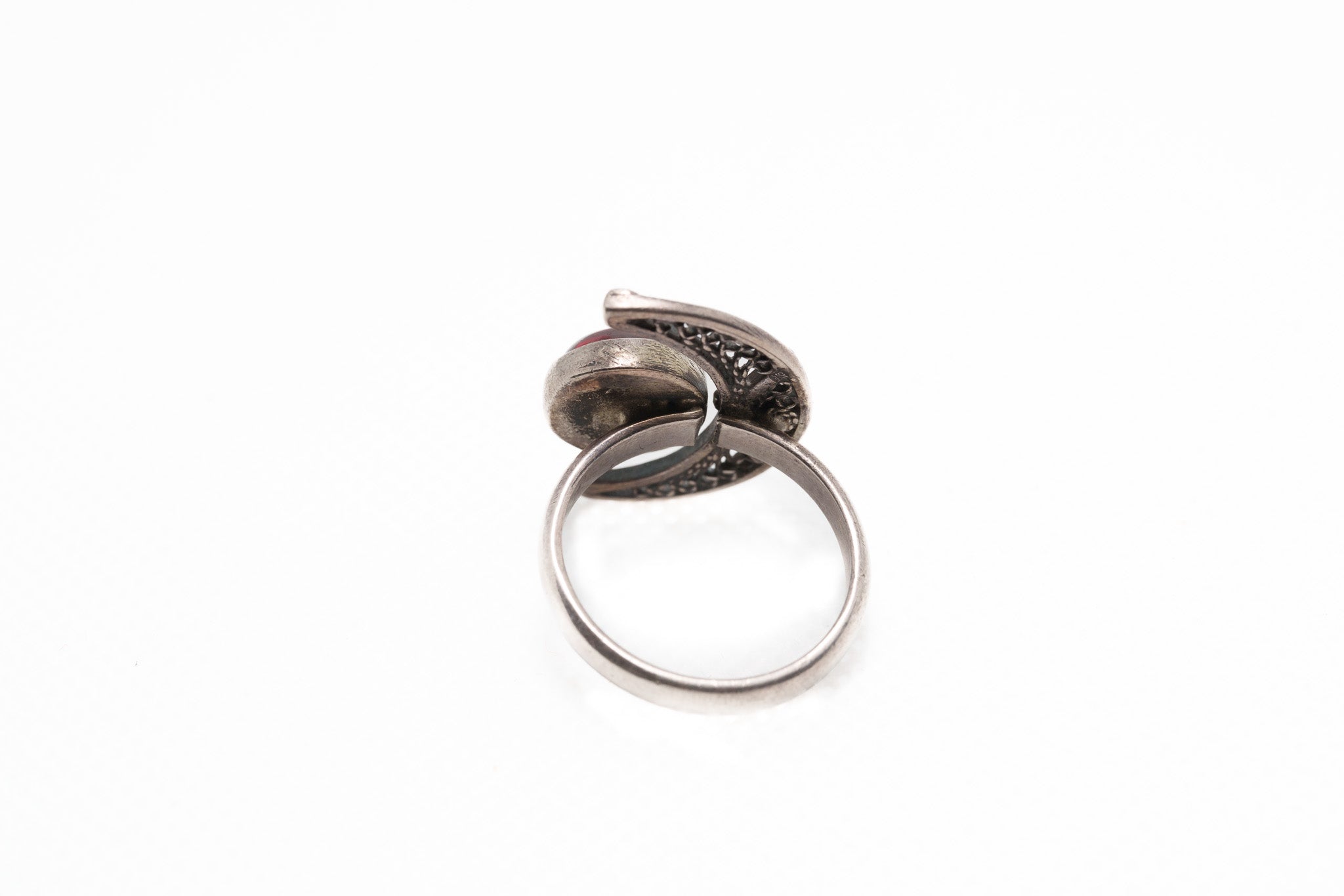 Crimson Crescent Moon Ring