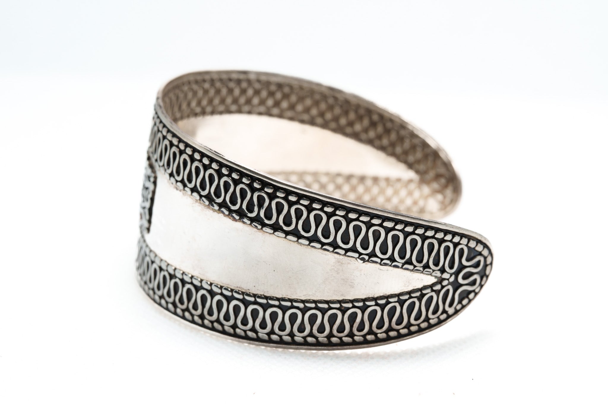 Engraved Silver Bracelet with Arabic Calligraphy