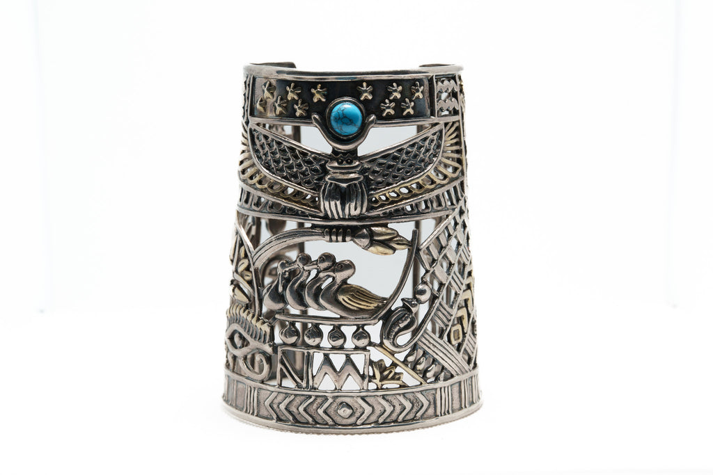 Horus Sky Voyage Cuff – 925 Silver & Turquoise Stone Bracelet
