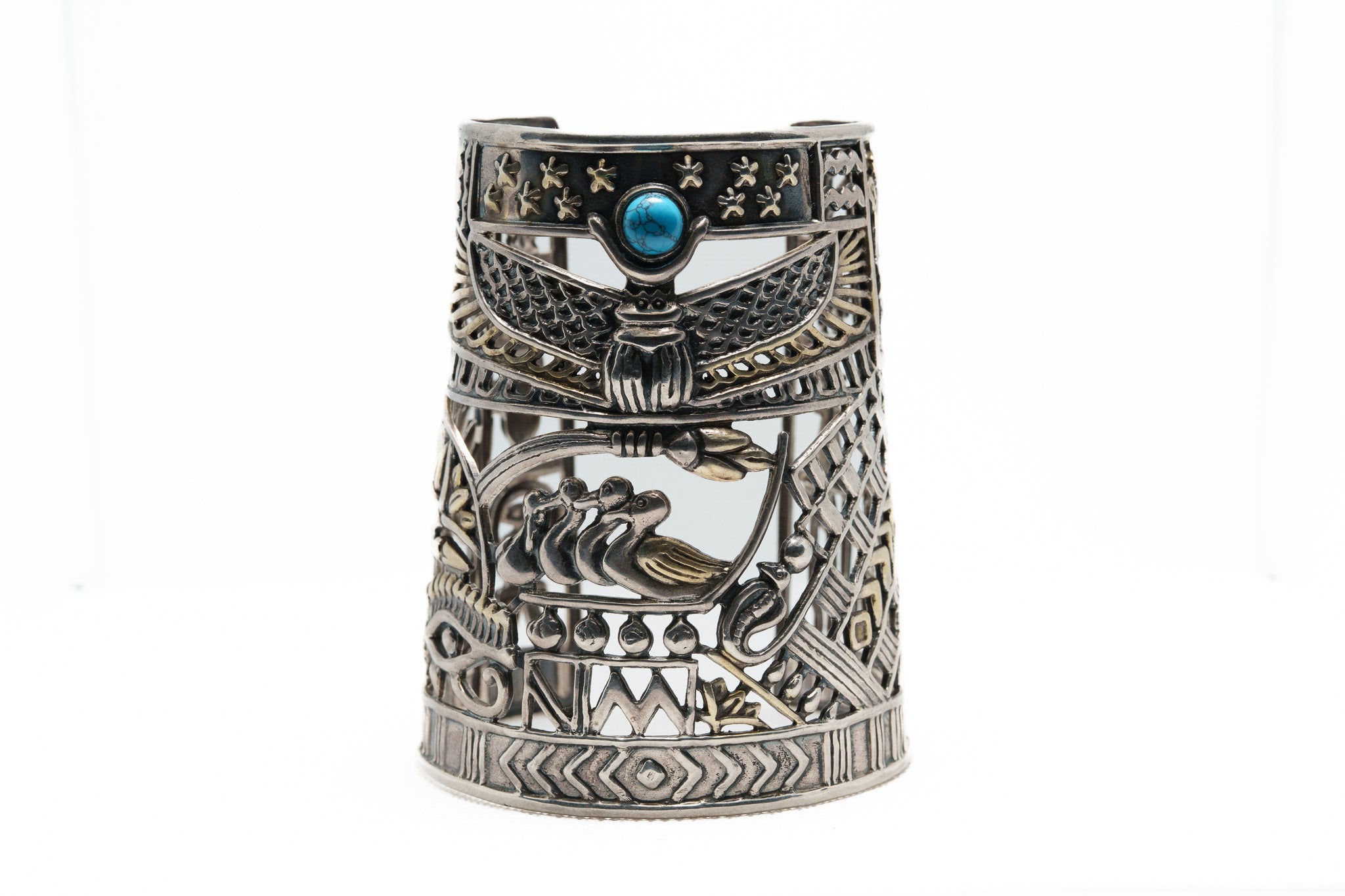 Horus Sky Voyage Cuff – 925 Silver & Turquoise Stone Bracelet
