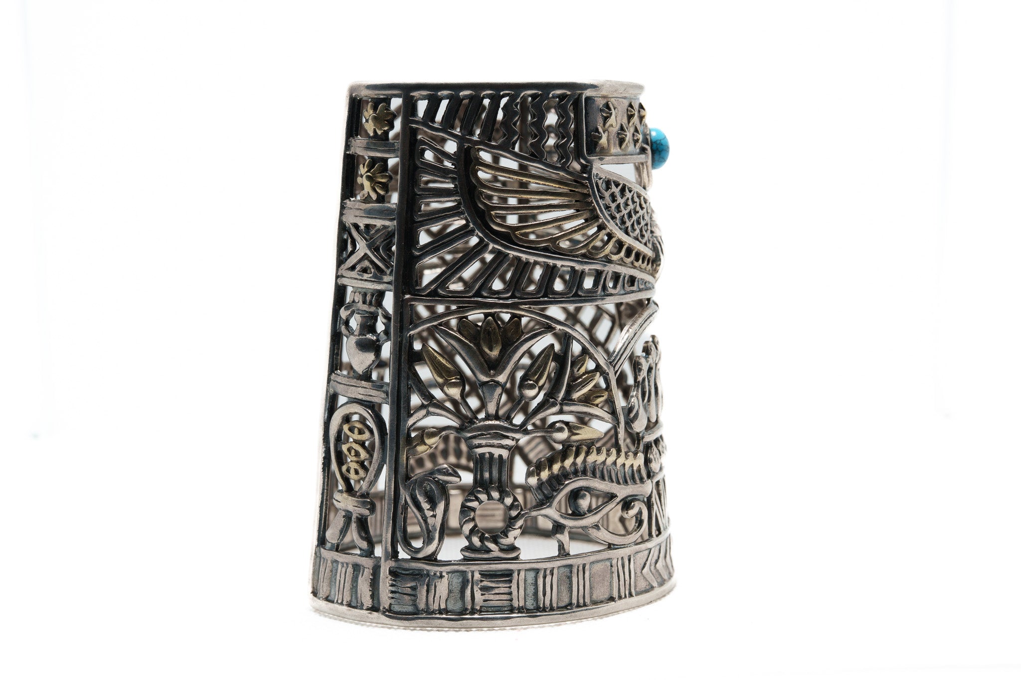 Horus Sky Voyage Cuff – 925 Silver & Turquoise Stone Bracelet
