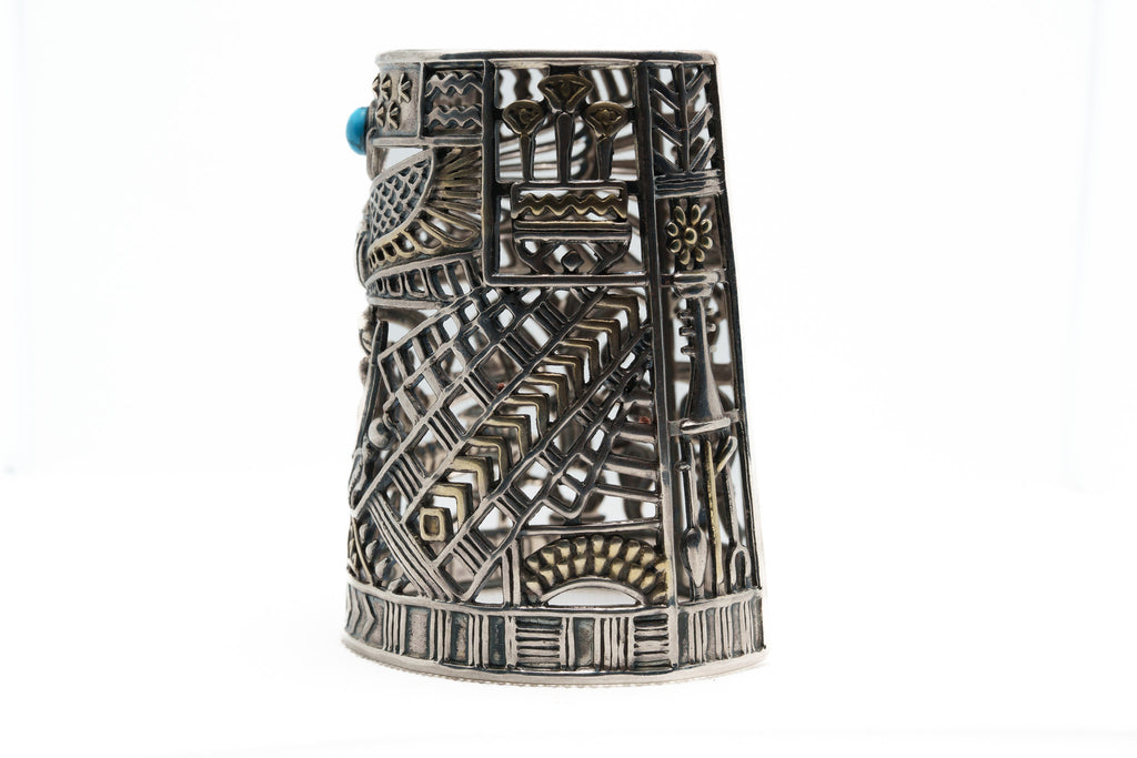Horus Sky Voyage Cuff – 925 Silver & Turquoise Stone Bracelet