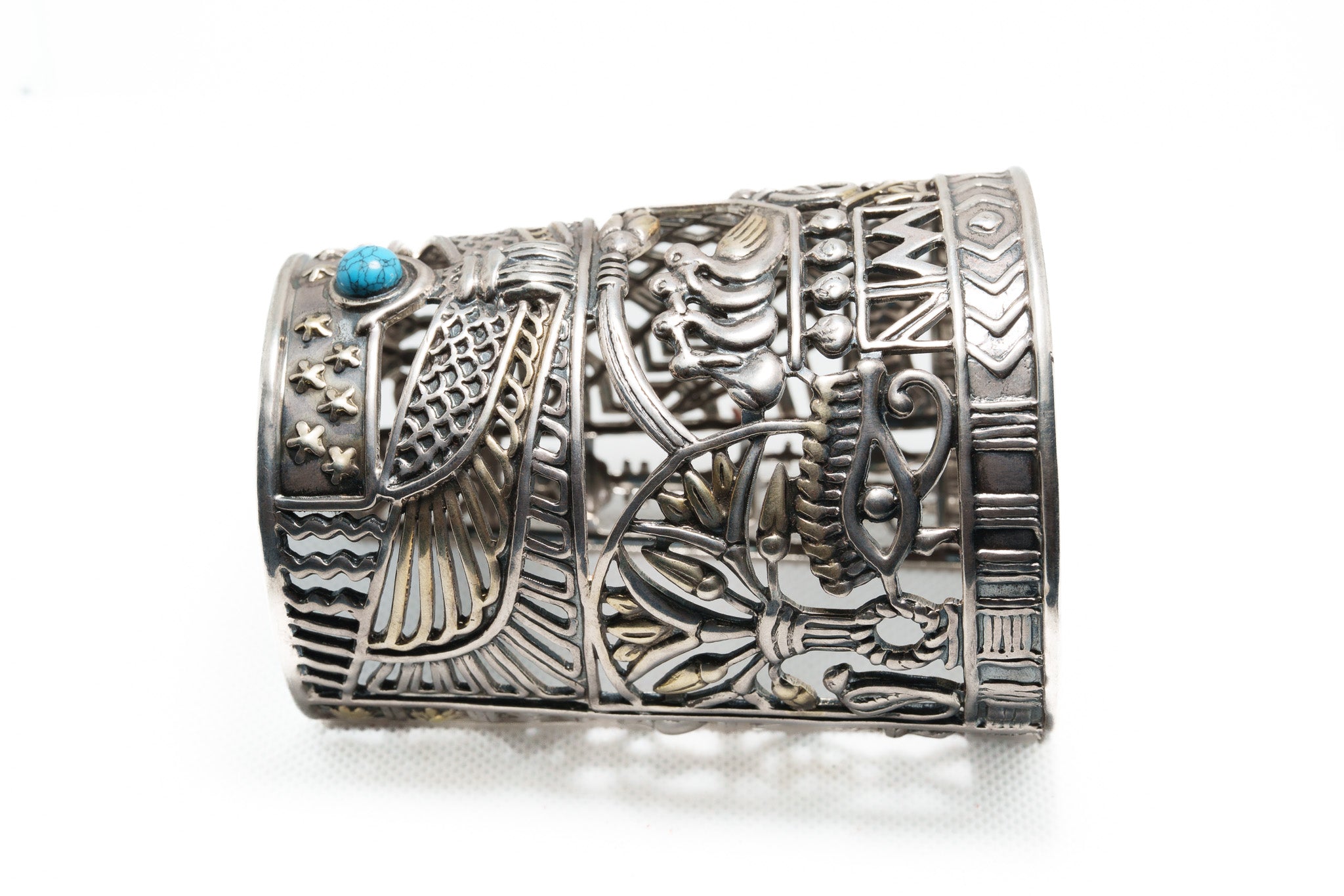 Horus Sky Voyage Cuff – 925 Silver & Turquoise Stone Bracelet