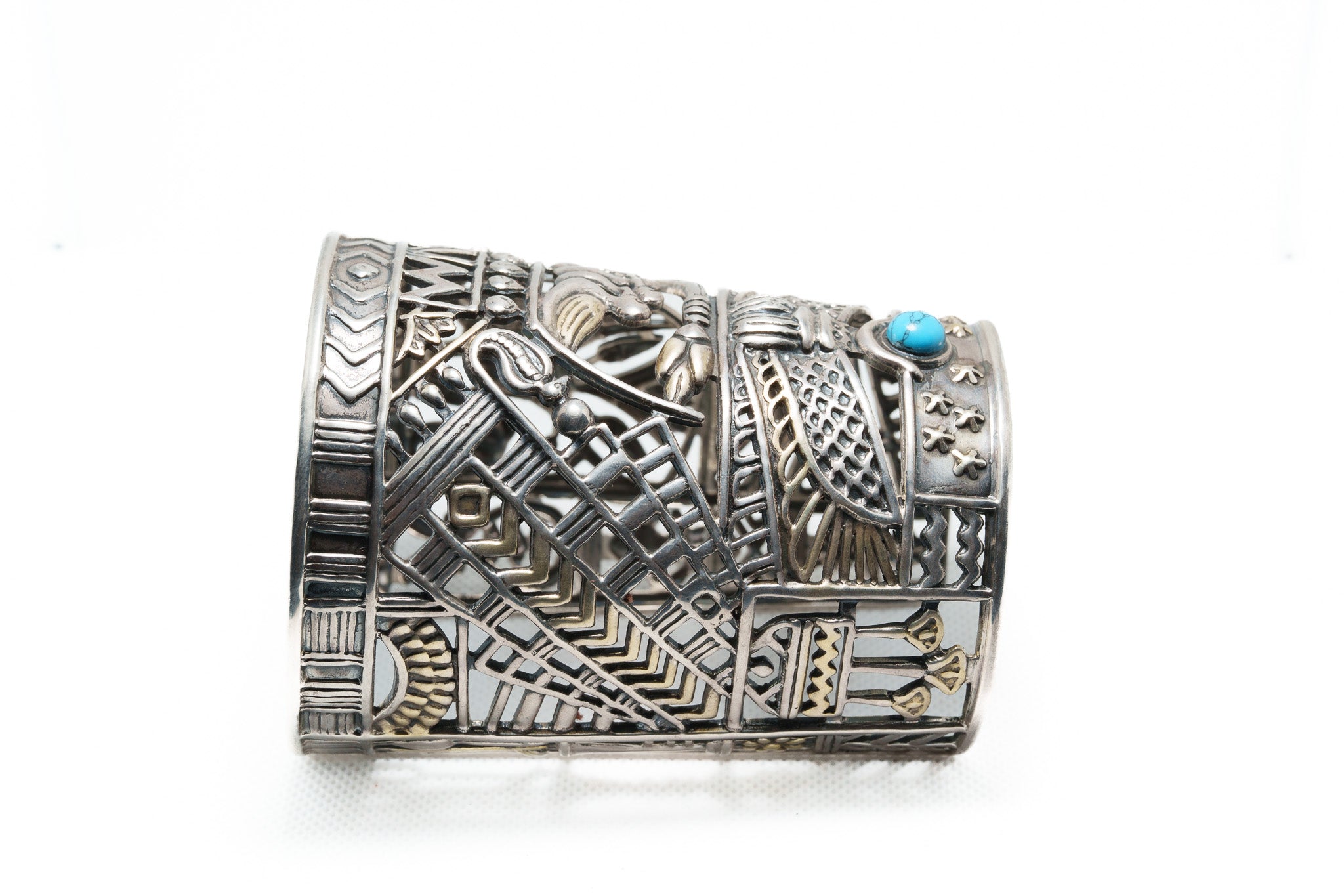 Horus Sky Voyage Cuff – 925 Silver & Turquoise Stone Bracelet