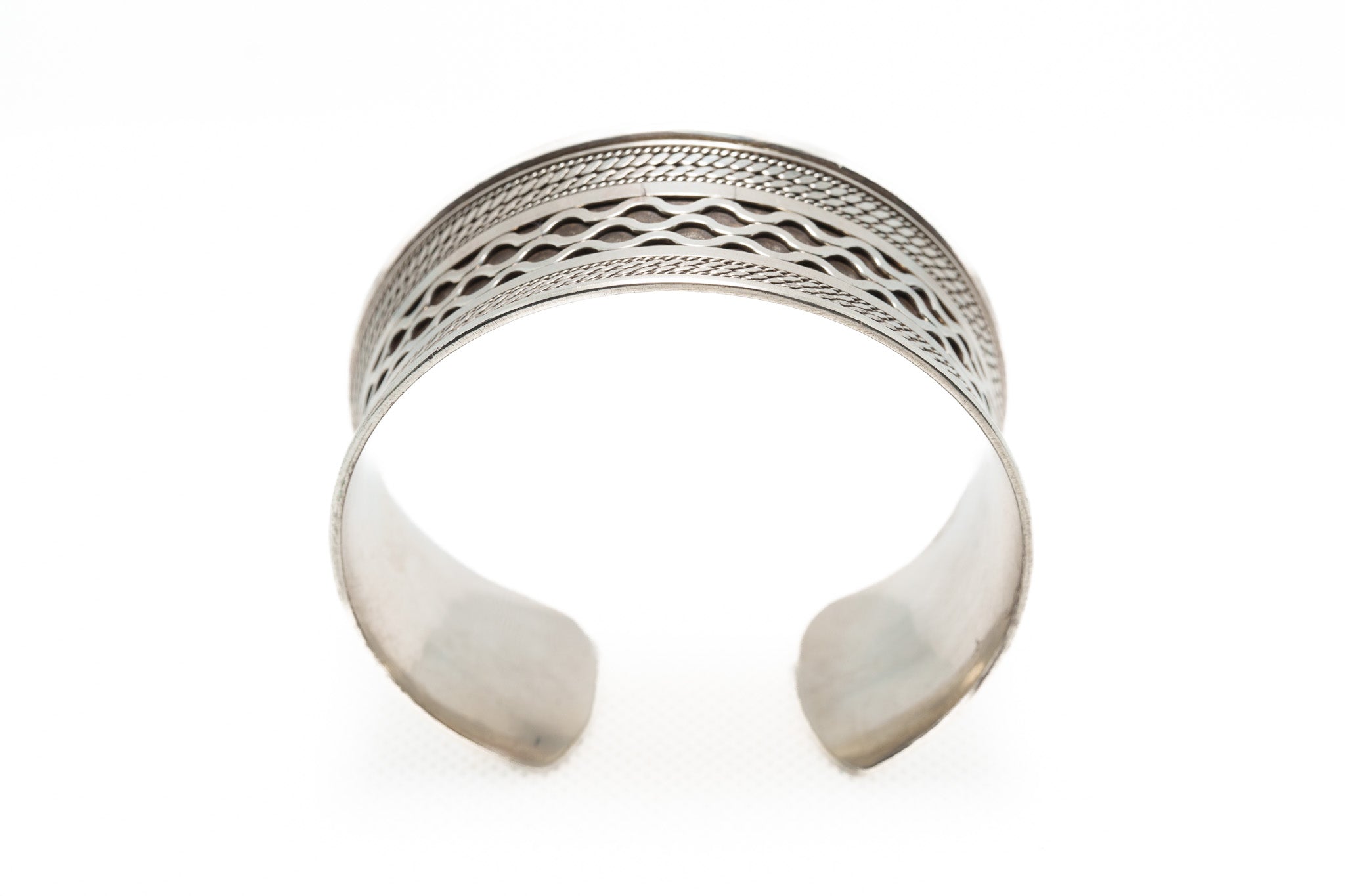 Handcrafted 925 Silver Wave Motif Cuff