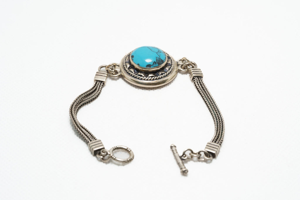 Handcrafted Egyptian Turquoise & Silver Bracelet