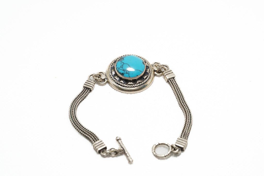 Handcrafted Egyptian Turquoise & Silver Bracelet