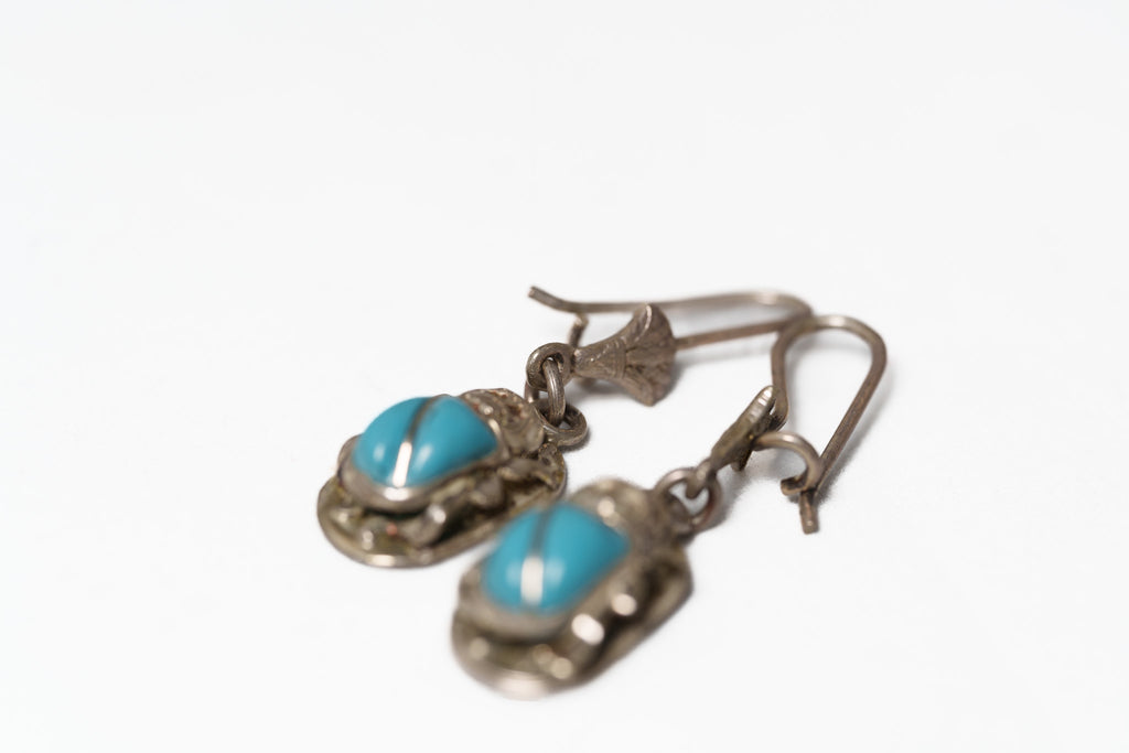 Handcrafted Egyptian scarab beetle earrings