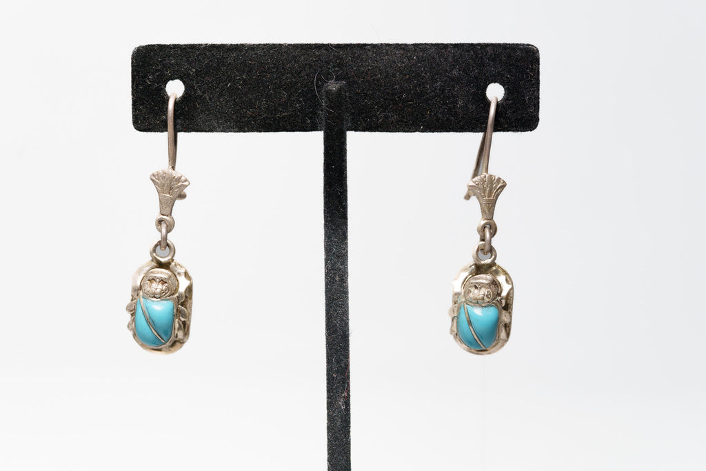 Handcrafted Egyptian scarab beetle earrings