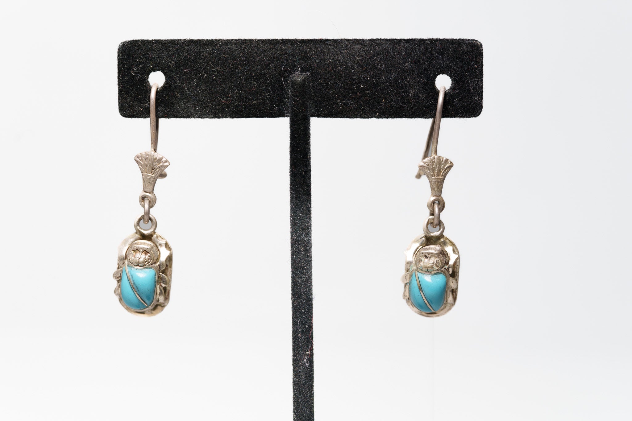 Handcrafted Egyptian scarab beetle earrings