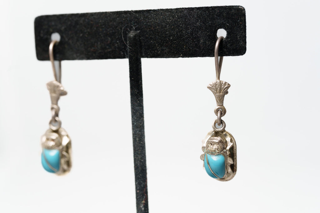 Handcrafted Egyptian scarab beetle earrings
