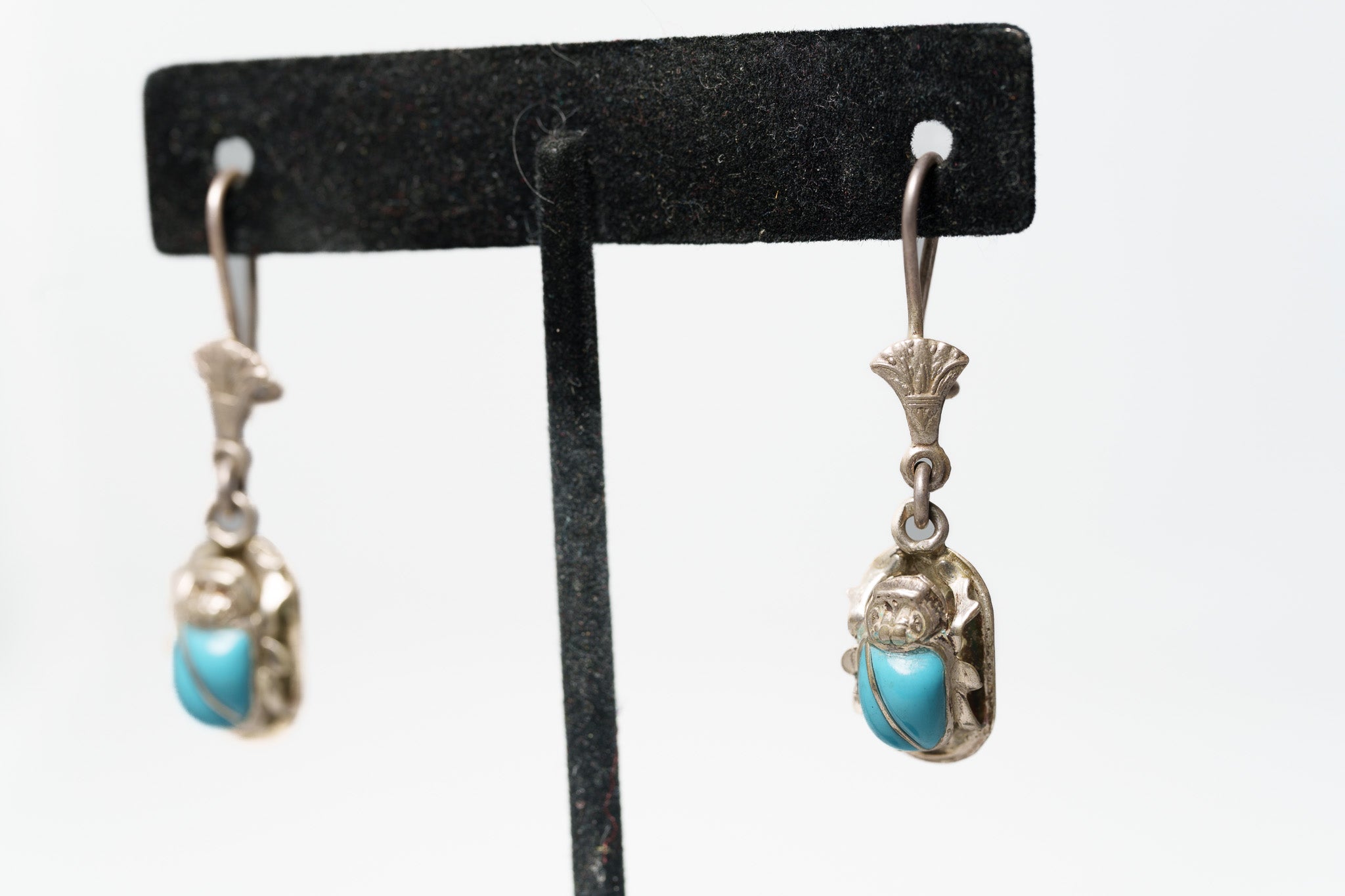 Handcrafted Egyptian scarab beetle earrings