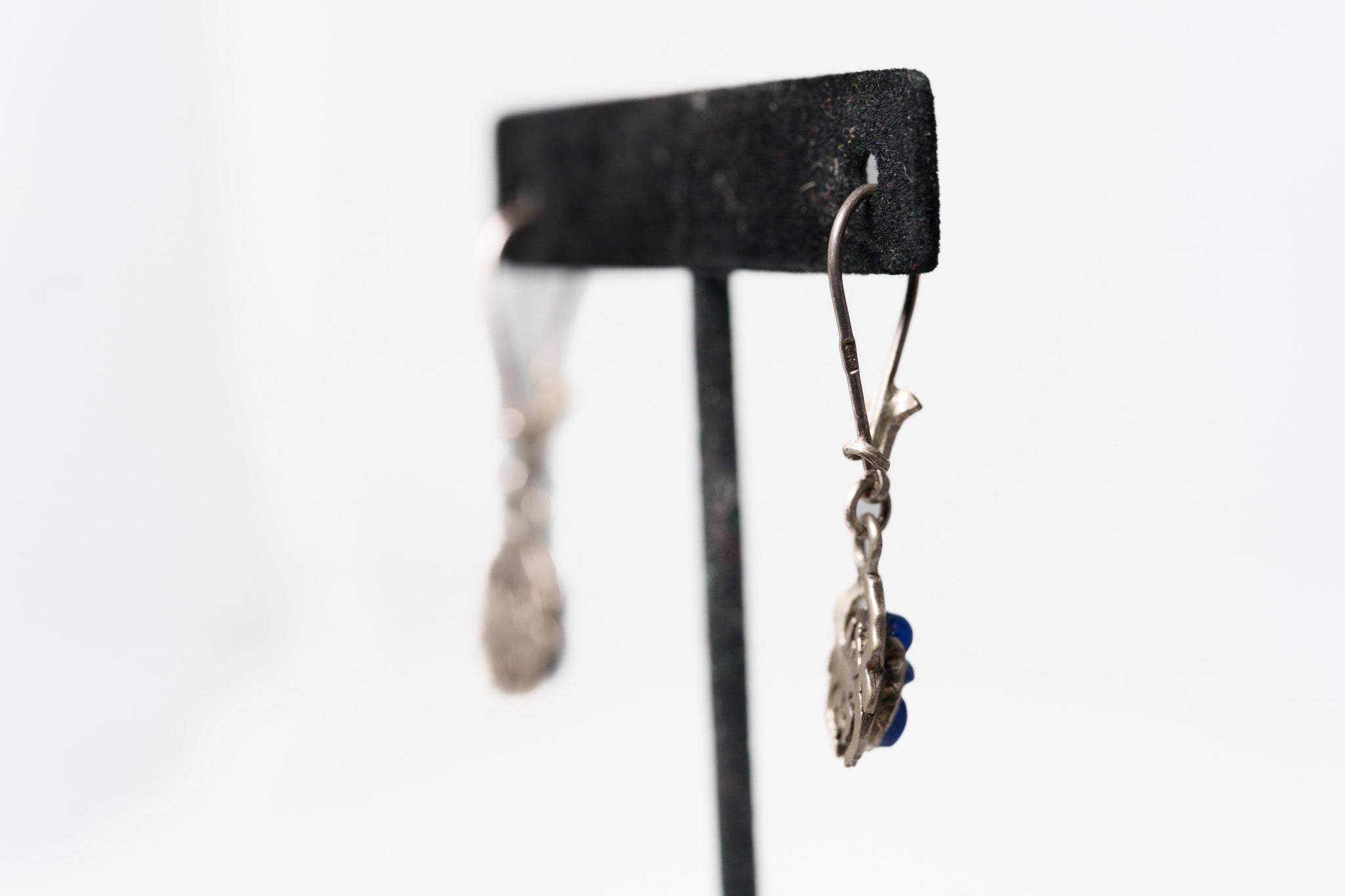 Handcrafted Scarab beetle Lapis Silver Earrings