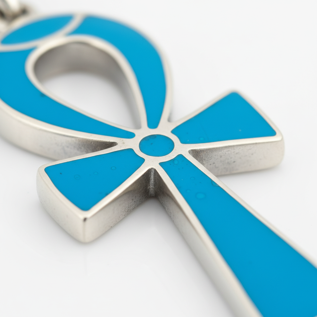 Turquoise Silver Ankh Pendant