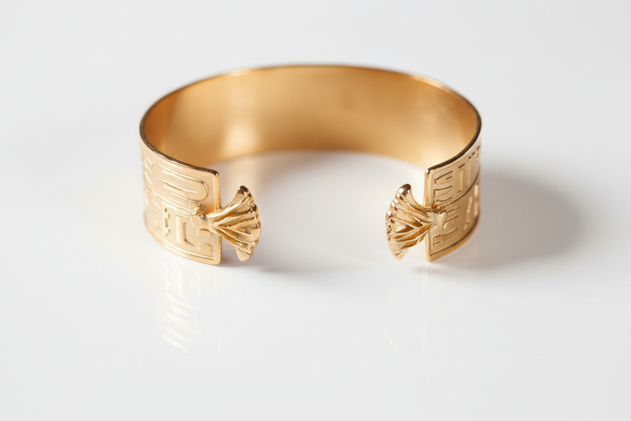 Gold Plated Egyptian Hiroglyphs Braclet