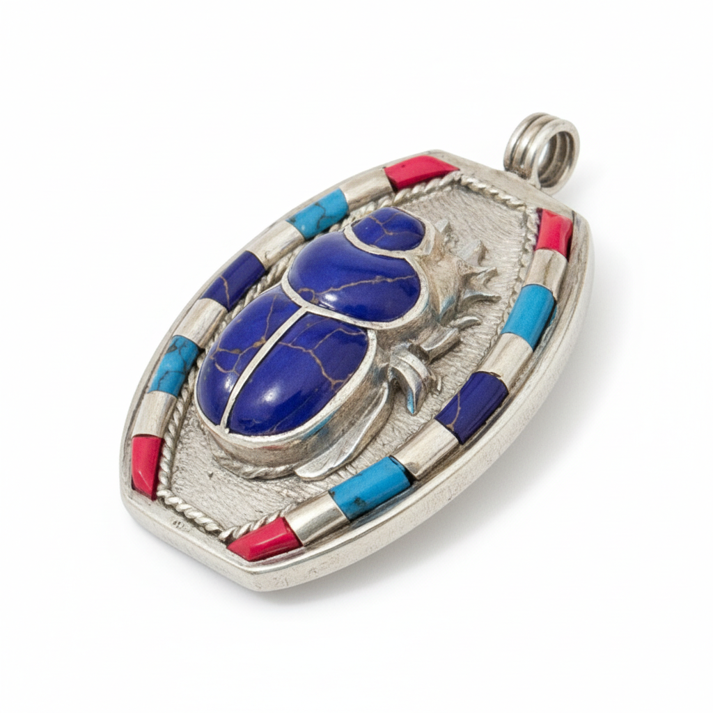 Lapis Scarab of Rebirth Pendant