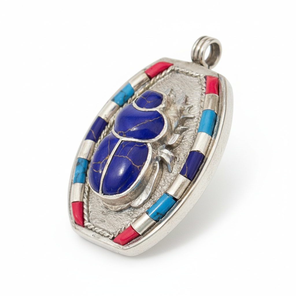 Lapis Scarab of Rebirth Pendant