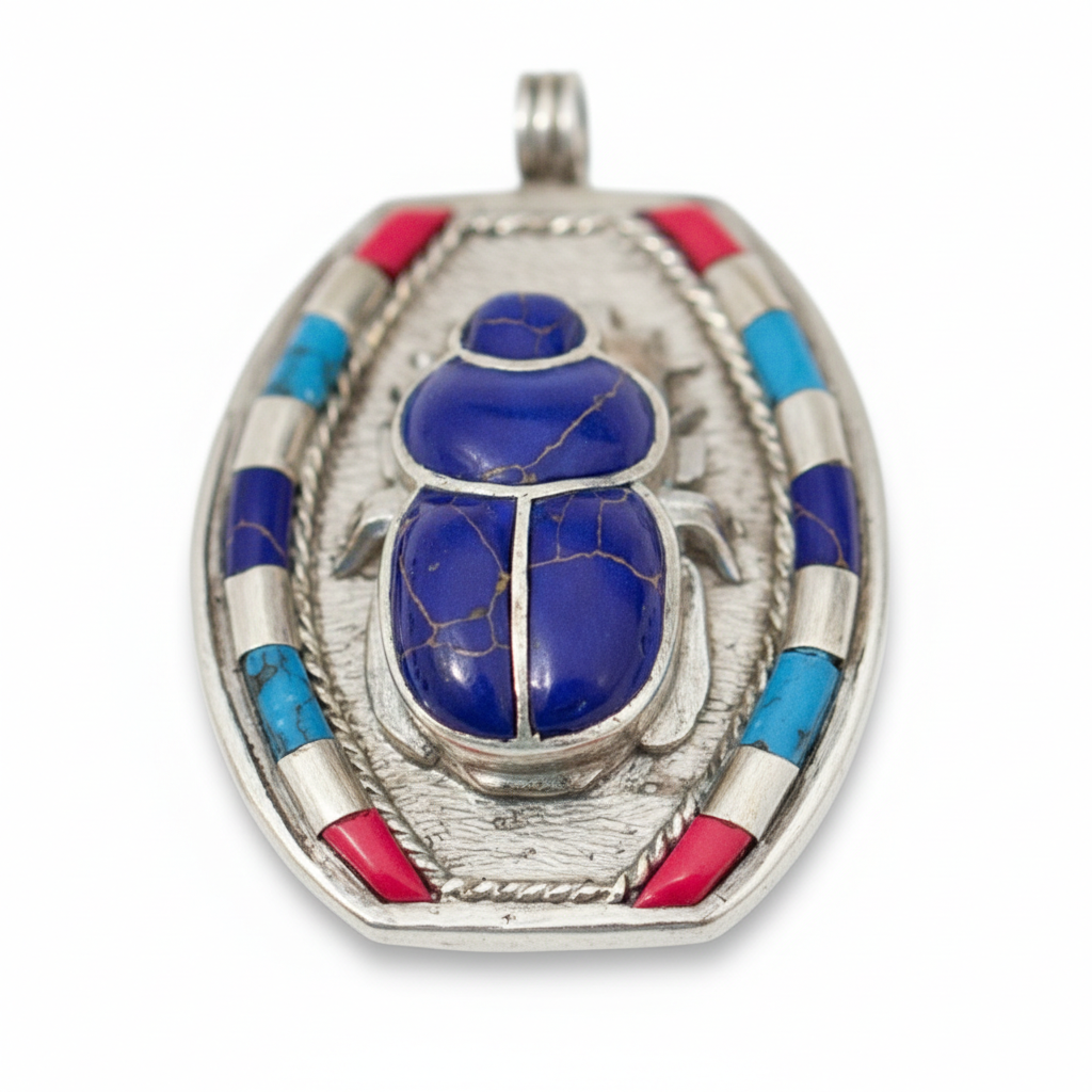 Lapis Scarab of Rebirth Pendant