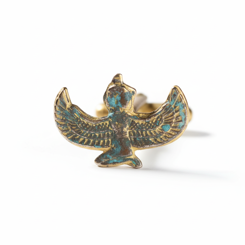 Winged Isis Gold-Tone Egyptian Gold Plated Cufflinks