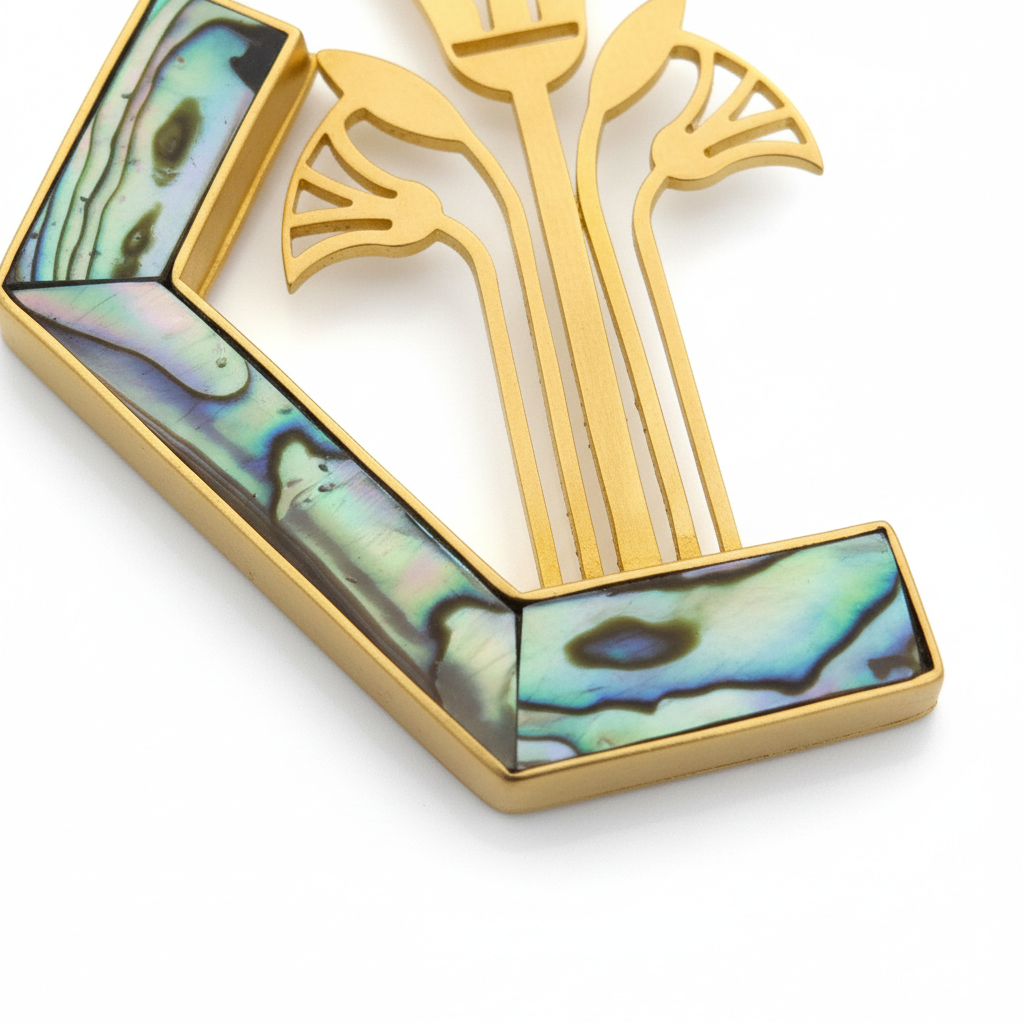 Egyptian-Inspired Gold Drop Earrings with Abalone Inlay