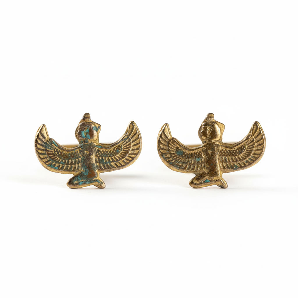 Winged Isis Gold-Tone Egyptian Gold Plated Cufflinks