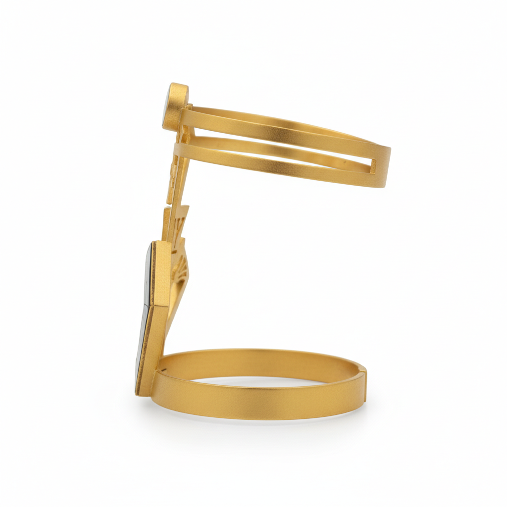 Egyptian Goddess Gold Cuff Bracelet with Abalone Inlay