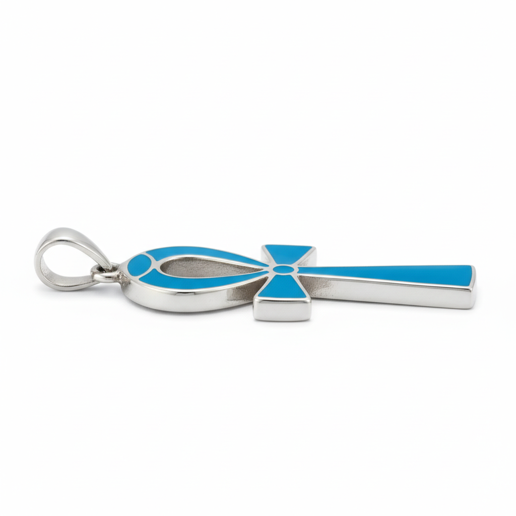 Turquoise Silver Ankh Pendant