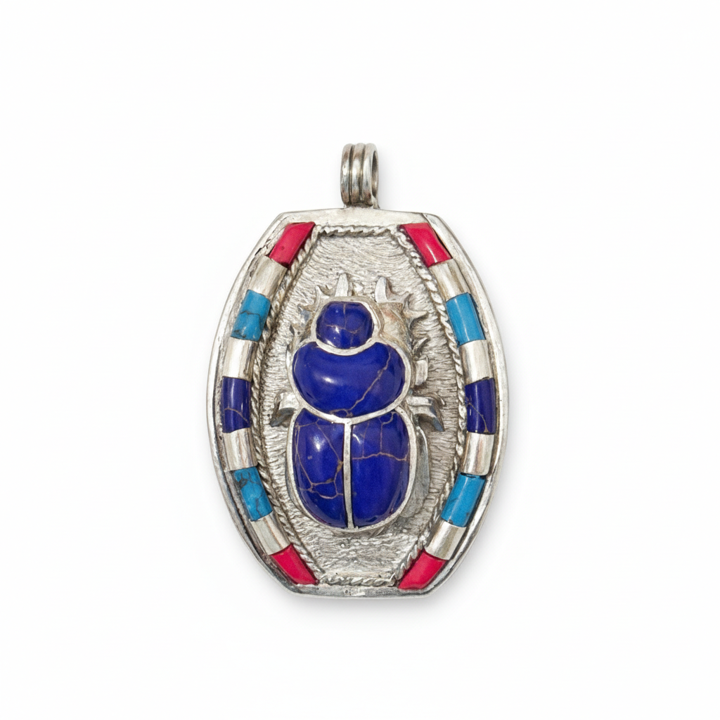 Lapis Scarab of Rebirth Pendant